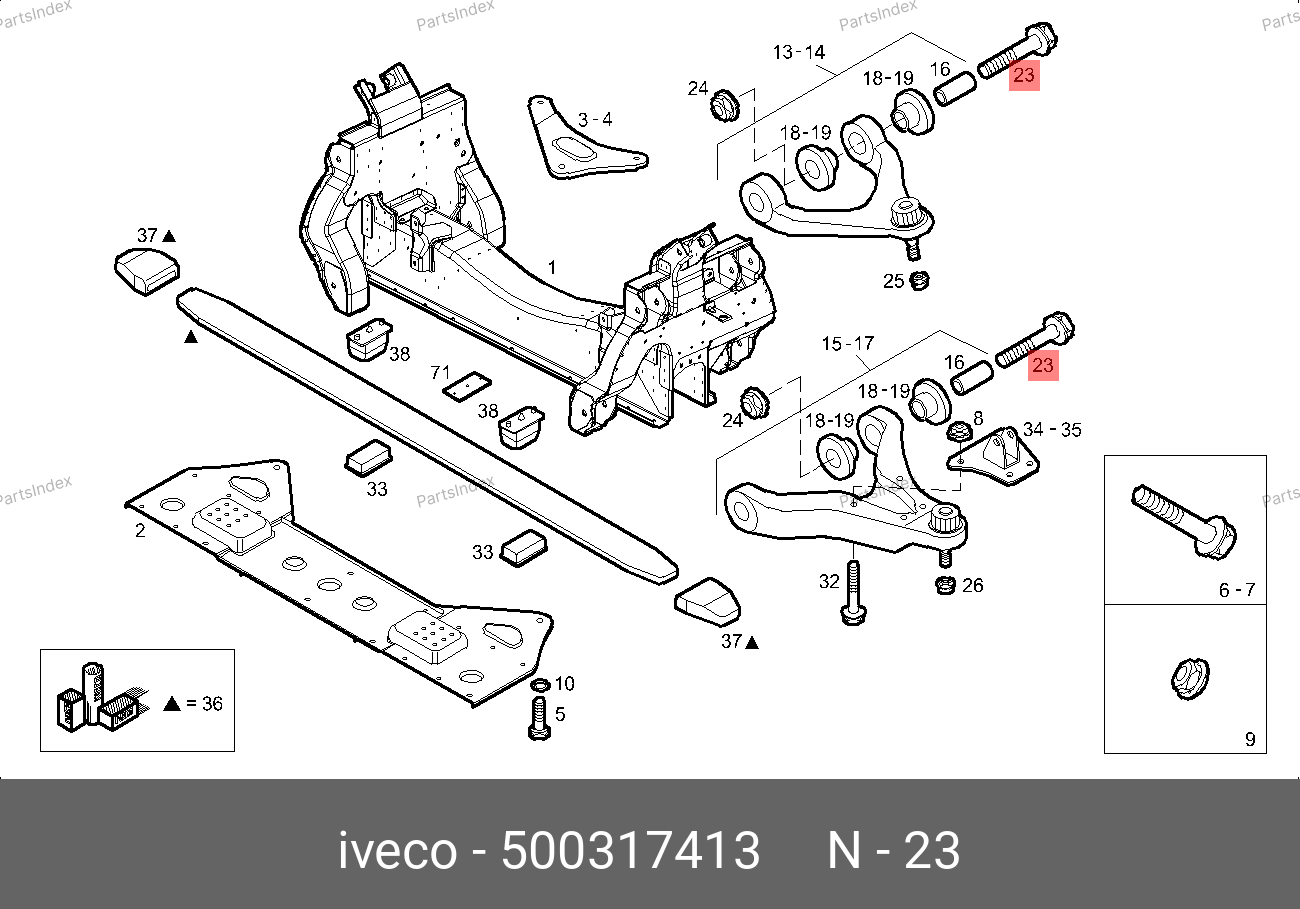 Болт сайлентблока переднего рычага — IVECO 500317413 — 500317413