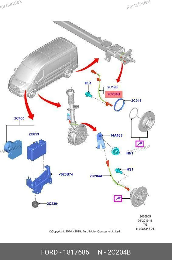 Датчик ABS Ford Transit Tr14 (задний) 11-428-028 1817686 FASE — 11-428-028 1817686