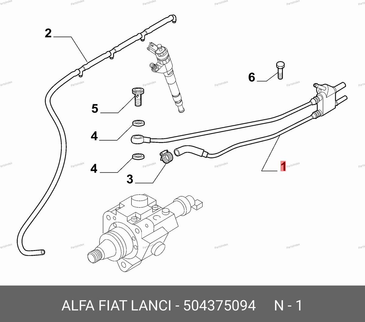 Трубка топливная ТНВД (с тройником) — FIAT 504375094 — 504375094