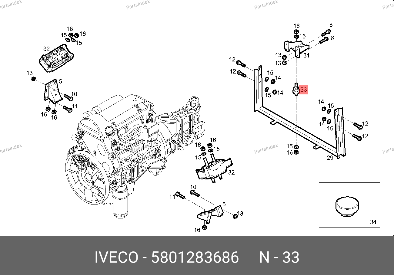 Подушка ДВС задняя — IVECO 5801283686 — 5801283686