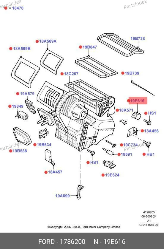 Мотор-редуктор заслонки отопителя Ford Transit Tr14 1786200 FORD — 1786200