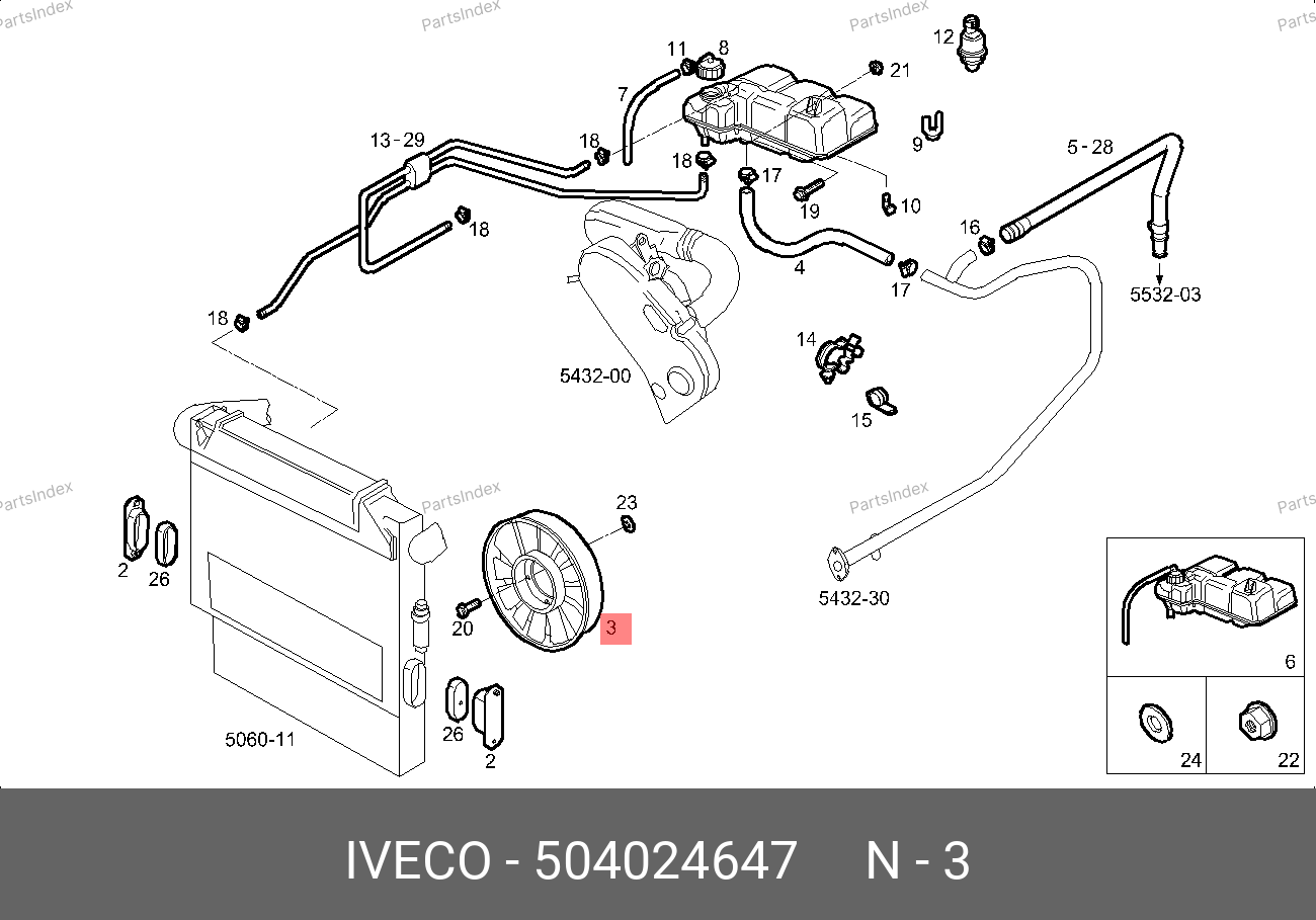 Крыльчатка вентилятора (11 лопастей) — IVECO 504024647 — 504024647