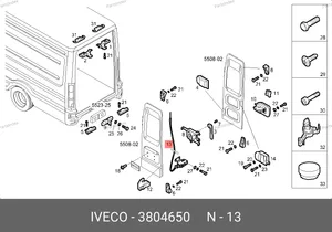 Замок задней расп. двери левый, нижний 3804650 IVECO — 3804650