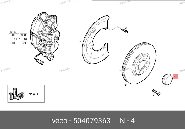 Колпак гайки ступицы переднего колеса Daily 504079363 IVECO — 504079363