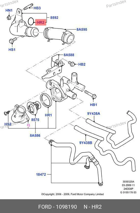 Кольцо уплотнительное системы охлаждения Ford Transit W706722 S300 — ATY 1098190 — 1098190