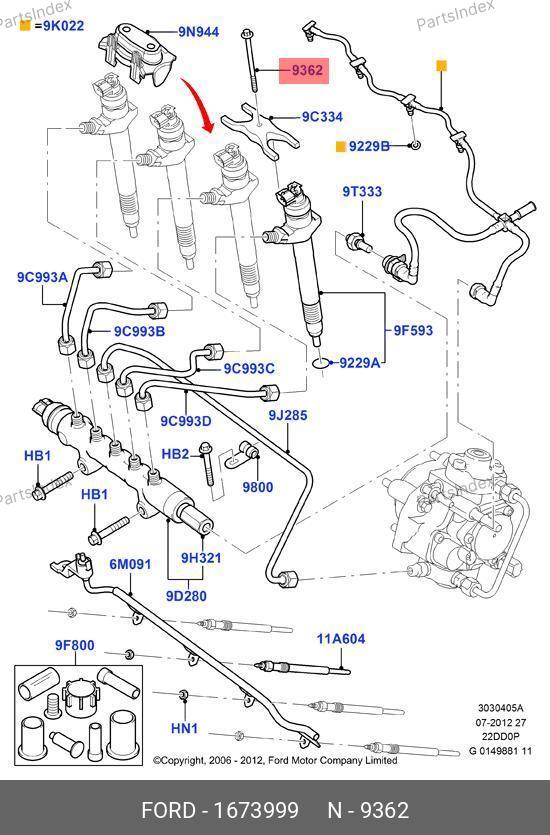Болт крепления форсунки 115-140 л.с М6*100 8C1Q-9T506-AA — FORD 1673999 — 1673999