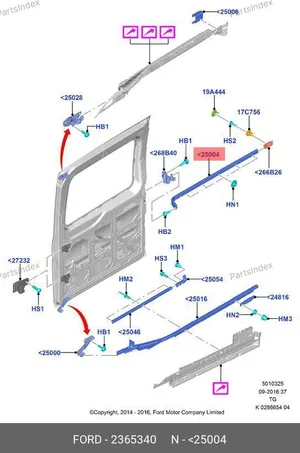 Направляющая сдвижной двери средняя Tr14 2365340 FORD — 2365340