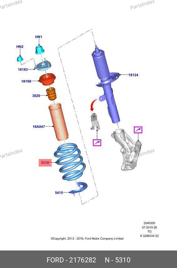 Пружина передней подвески Tr14 Фургон BK31 5310 JA — FORD 2176282 — 2176282