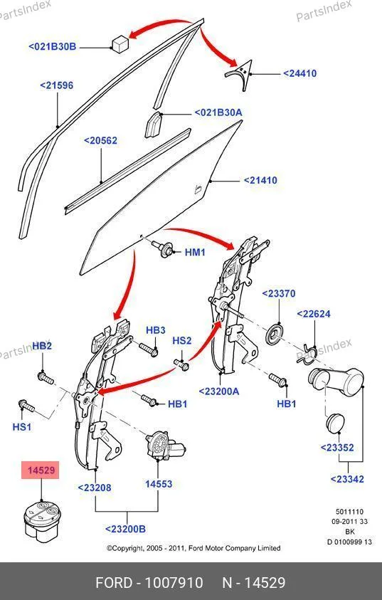 Кнопка стеклоподъемника (левая) 1007910 FORD — 1007910