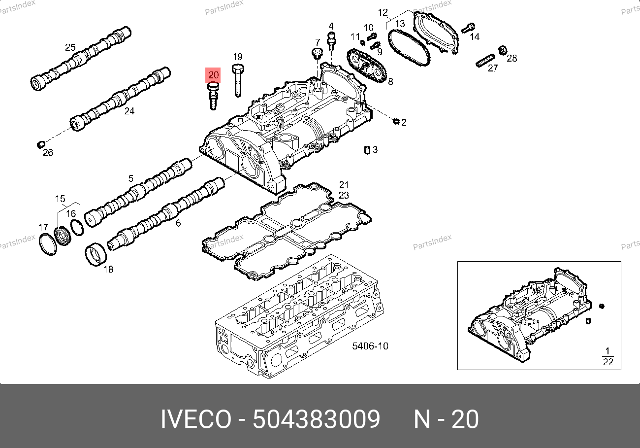 Болт крышки блока распредвалов — IVECO 504383009 — 504383009