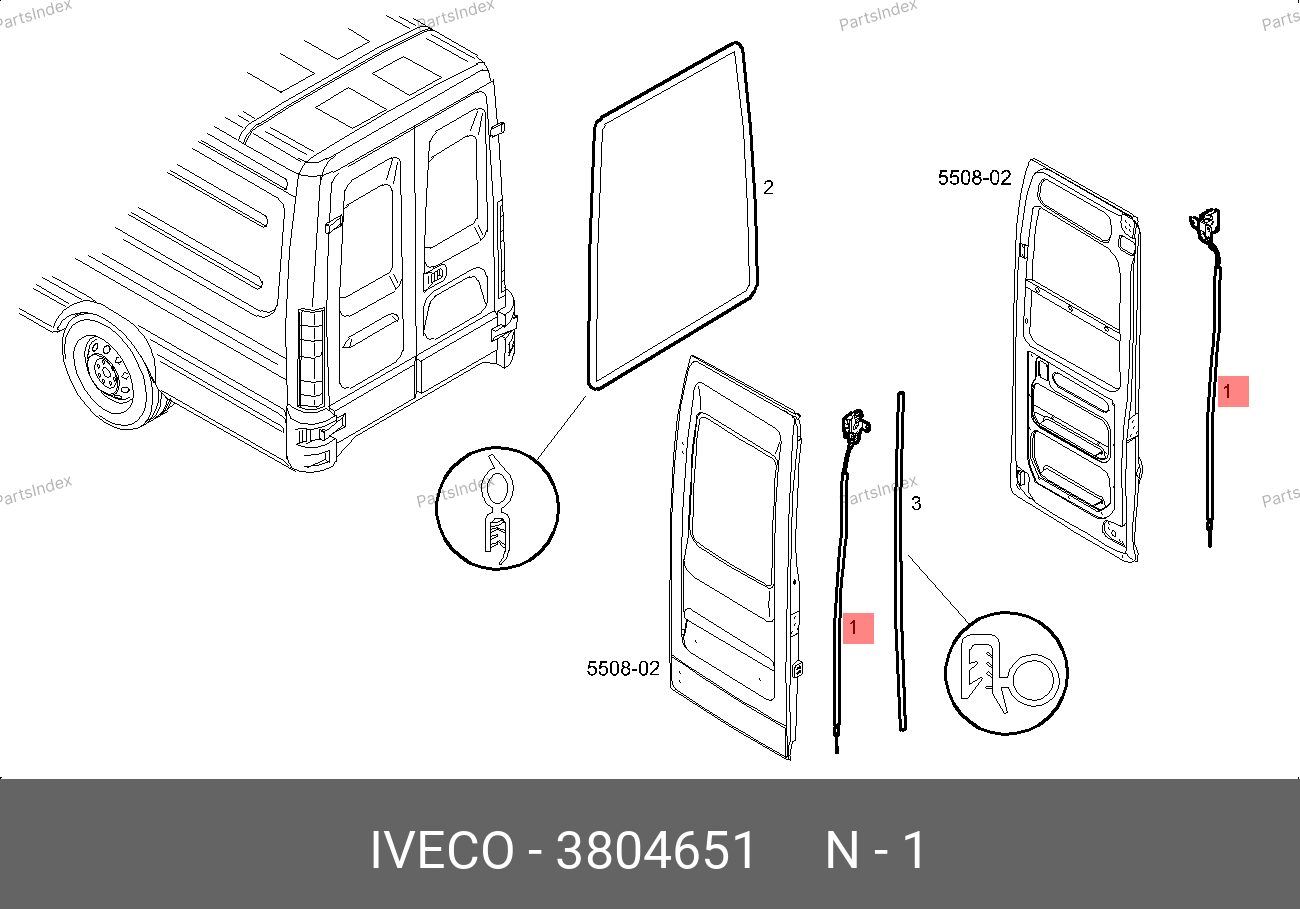 Замок задней расп. двери правый, верхний — IVECO 3804651 — 3804651