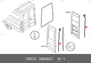 Замок задней расп. двери правый, верхний 3804651 IVECO — 3804651