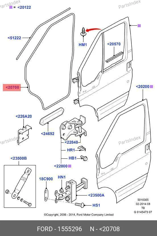 Уплотнение дверного проема Ford Transit (левый/правый) 11-395-023 1555296 FASE — 11-395-023 1555296