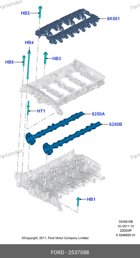 Блок клапанов ДВС (постель с рокерами), (Евро-5) — FORD 2537088 — 2537088