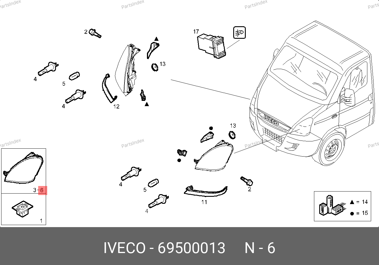 Фара (вод. сторона) — IVECO 69500013 — 69500013