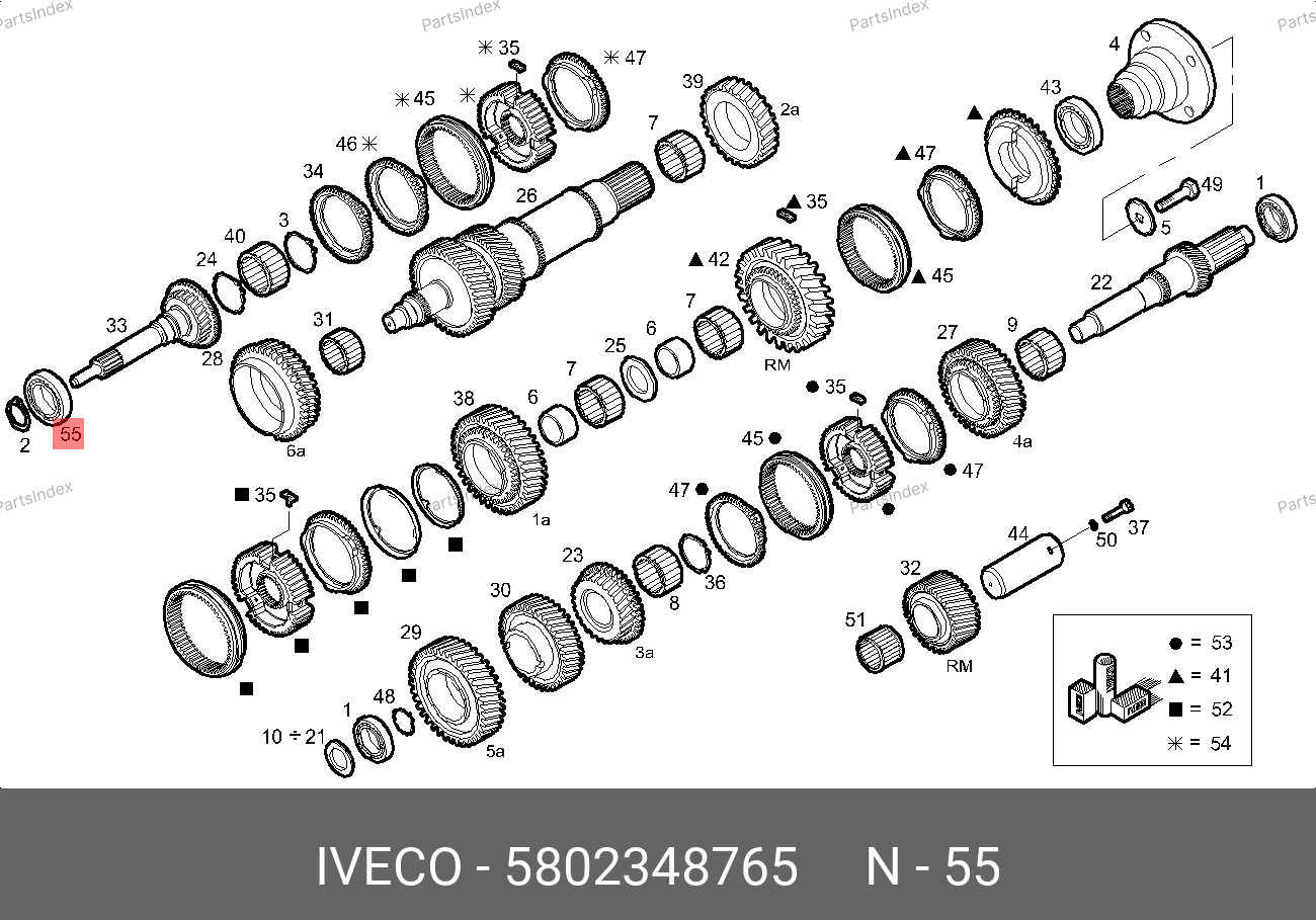 Подшипник КПП первичного вала (6МКПП, черная обойма) — IVECO 5802348765 — 5802348765