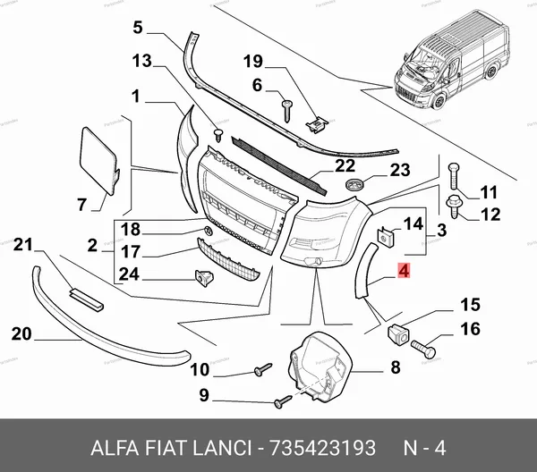 Молдинг переднего бампера (левый) 735423193 FIAT — 735423193