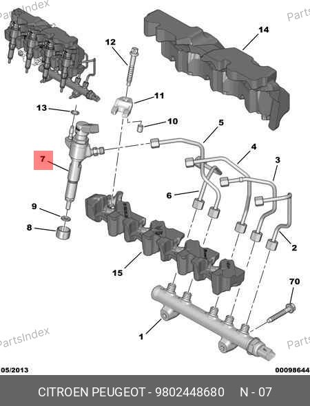 Форсунка топливная (1.6) — PEUGEOT / CITROËN 9802448680 — 9802448680