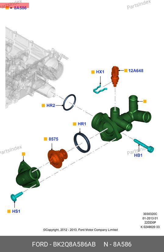 Термостат в сборе (Евро-5) — FORD BK2Q 8A586 AB — BK2Q 8A586 AB
