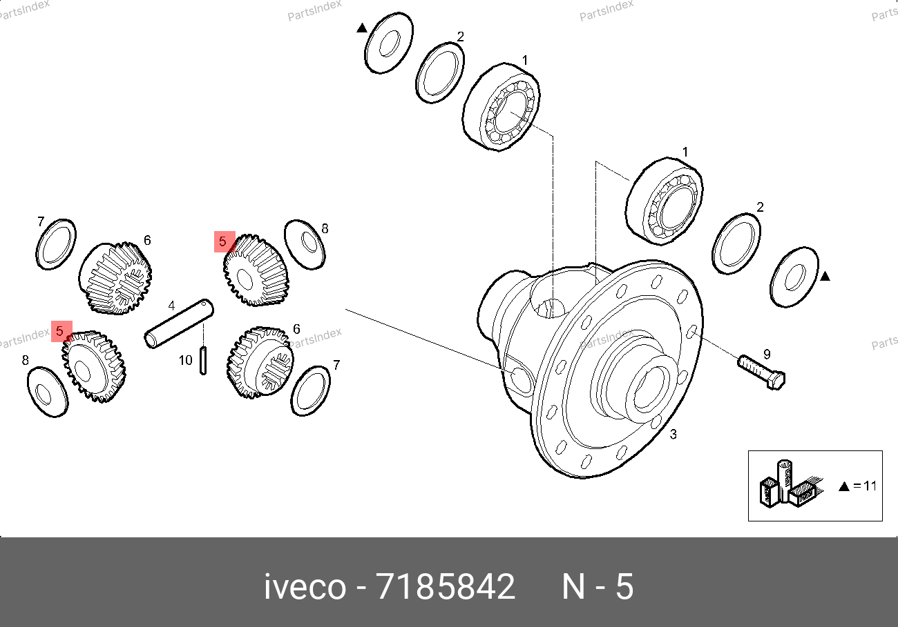 Сателлит дифференциала (малый) — IVECO 7185842 — 7185842