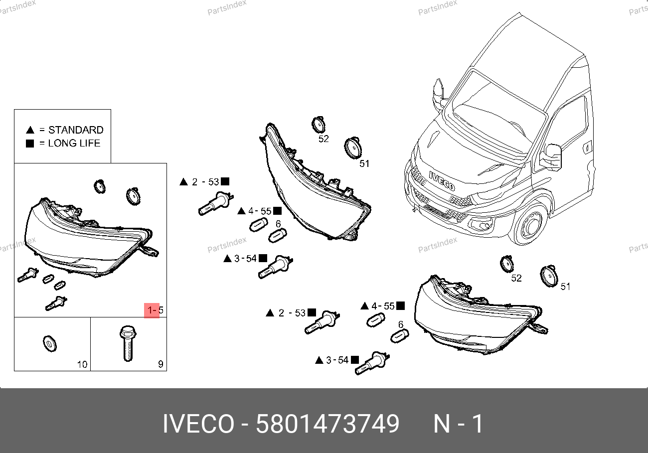 Фара (пасс. сторона) — IVECO 5801473749 — 5801473749