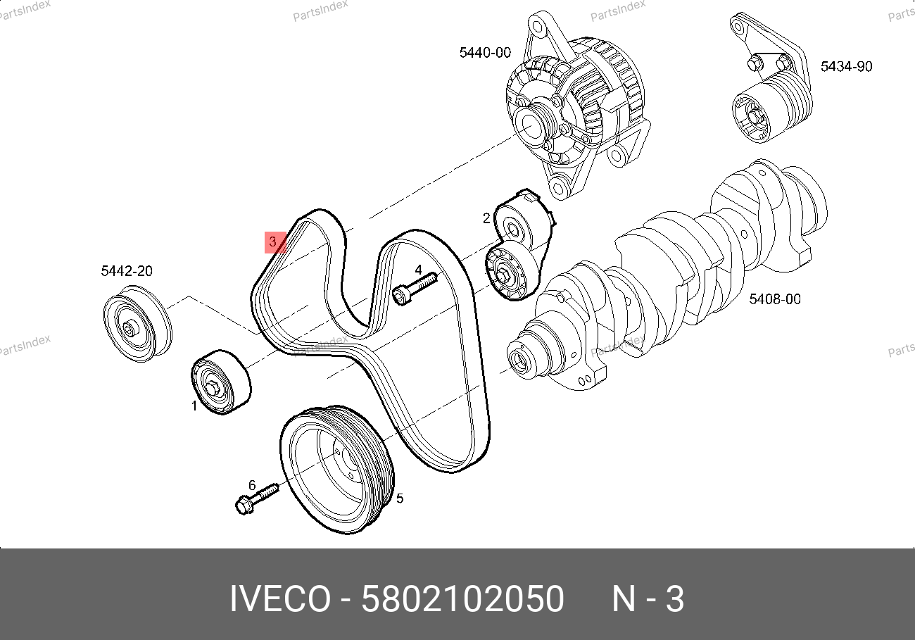 Ремень привода генератора с кондиционером — IVECO 5802102050 — 5802102050