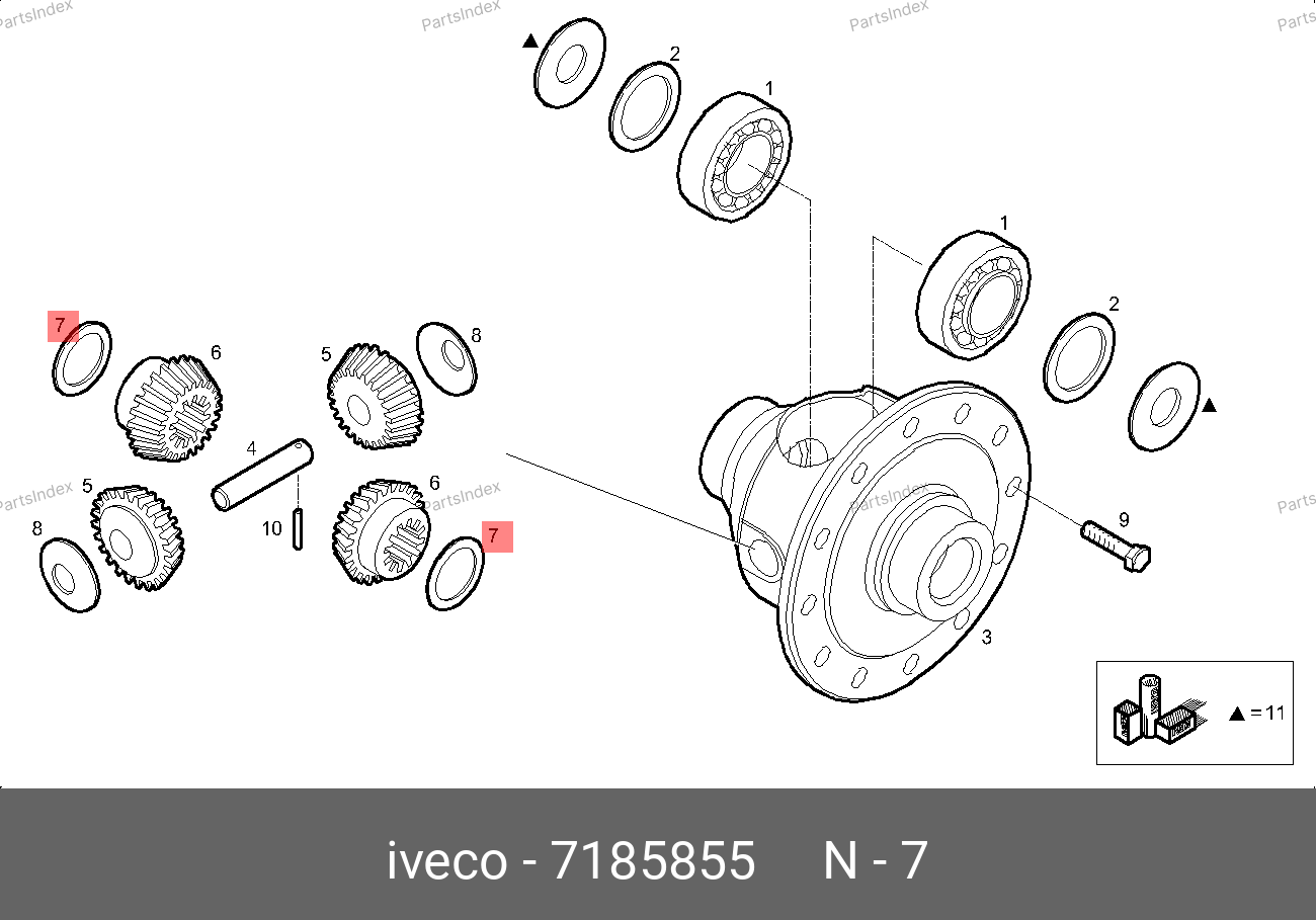 Шайба сателлита дифференциала большая — IVECO 7185855 — 7185855