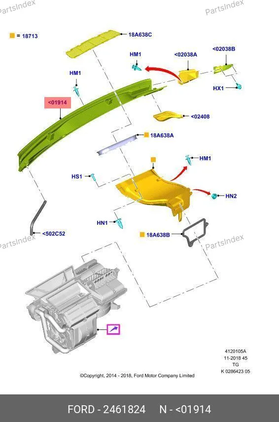 Накладка стеклоочистителя Ford Transit Tr14- (жабо) 2461824 FORD — 2461824