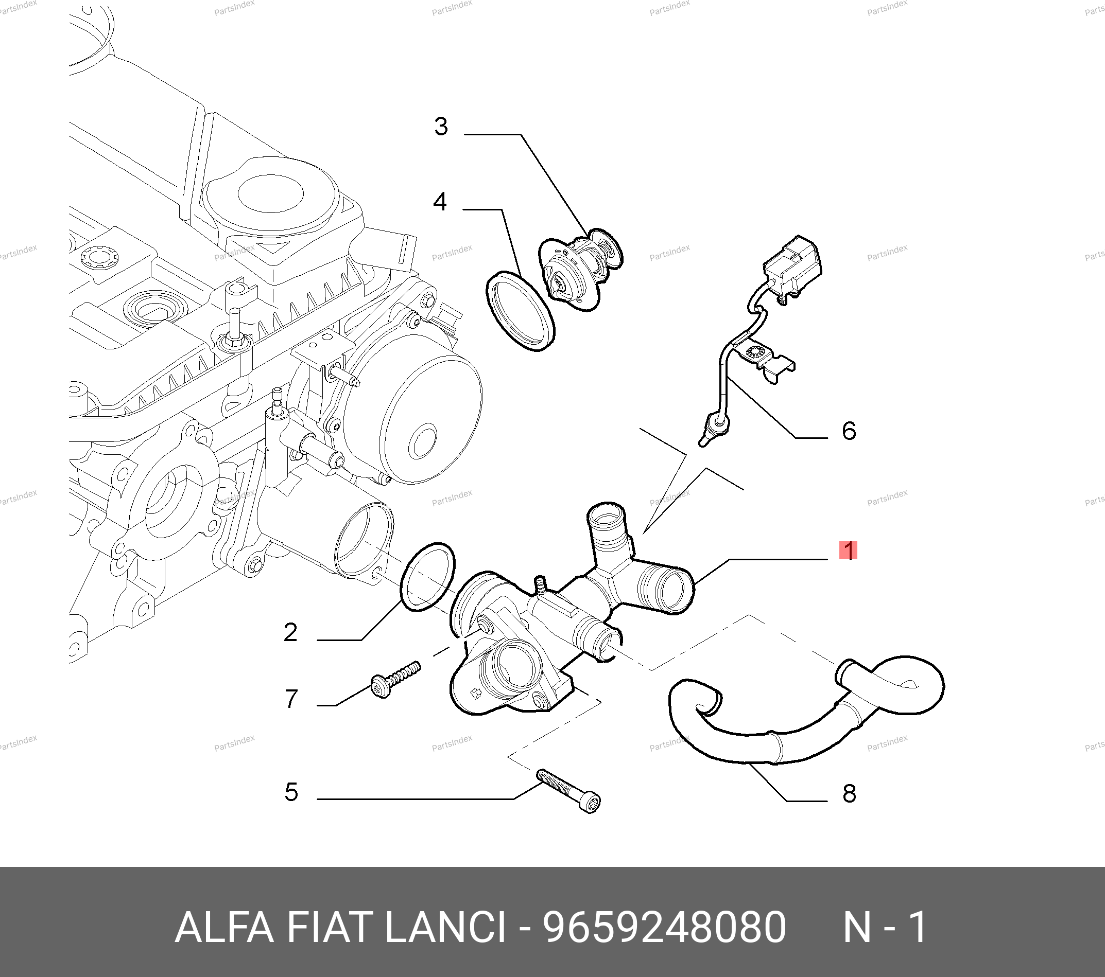 Термостат в сборе (Евро-4) 9659248080 FIAT — 9659248080