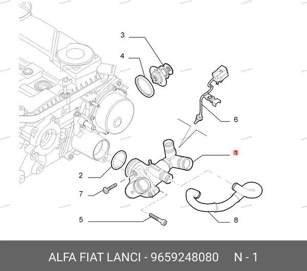 Термостат в сборе Peugeot Boxer (Евро-4) 9659248080 FIAT — 9659248080