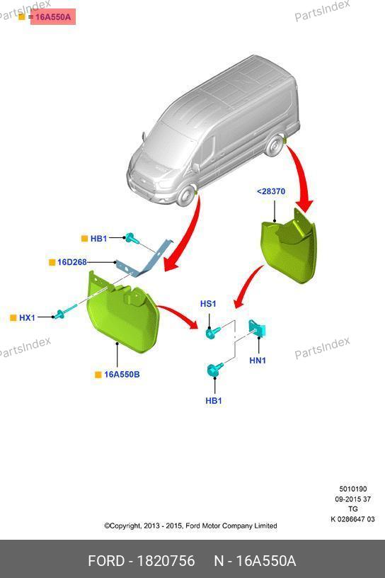Брызговик передний правый Tr14- BK31 16A266 AA5JA — FORD 1820756 2048989 — 1820756 2048989