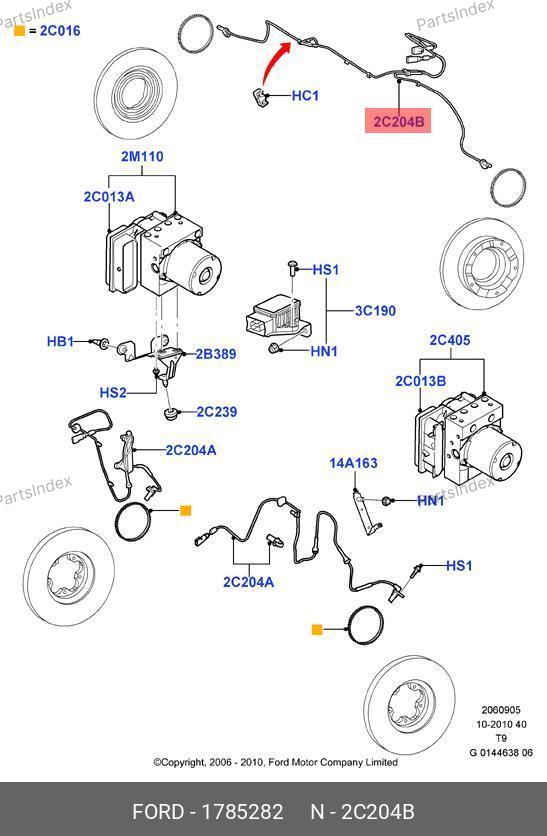 Датчик ABS задний правый 6C11 2B372 BD — FASE 11-428-014 1785282 — 11-428-014 1785282