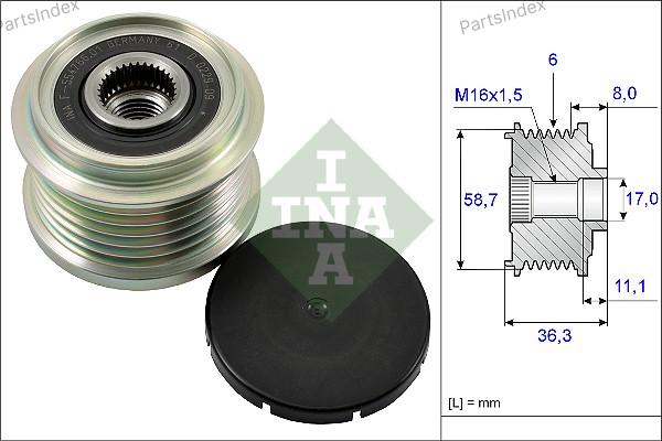 Шкив генератора Peugeot Boxer3-Fiat Ducato3- 2.2 — INA 535016010 — 535016010
