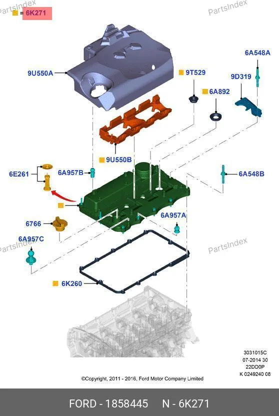 Крышка клапанов 155л/с Ford Transit 1858445 JMC — 1858445