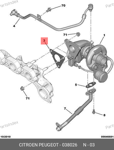 Прокладка турбокомпрессора (Евро-4) — PEUGEOT / CITROËN 0380.26 — 0380.26
