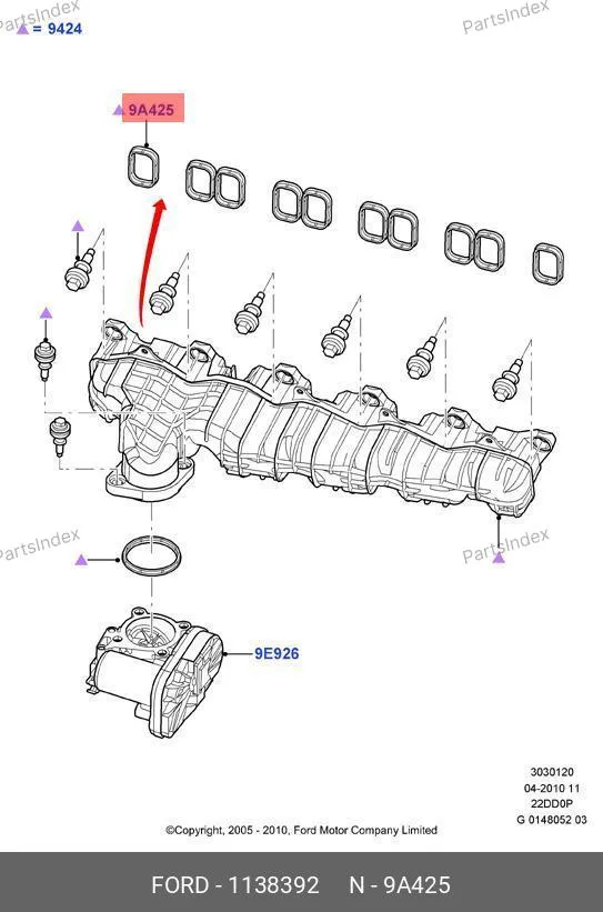 Прокладка впускного коллектора Ford Transit (комплект 8шт) CON 882 1138392 ARI IS — CON 882 1138392