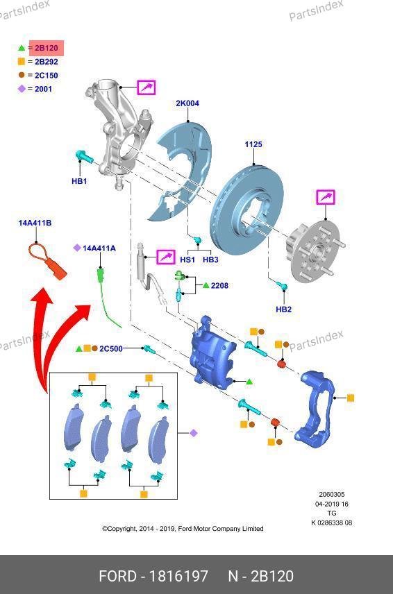 Суппорт передний правый Tr14 BK31 2B294 AA — FASE 11-513-017 1816197 — 11-513-017 1816197