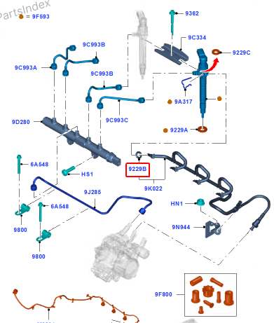 Кольцо уплотнительное топливной трубки (синее) — FORD 8H4Q 9T558 AA — 8H4Q 9T558 AA