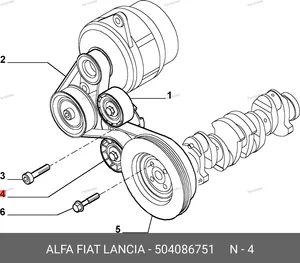 Ролик генератора натяжной 504086751 FIAT — 504086751