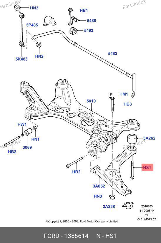 Болт подрамника большой P2W9-5A076-AA — FORD 1386614 — 1386614