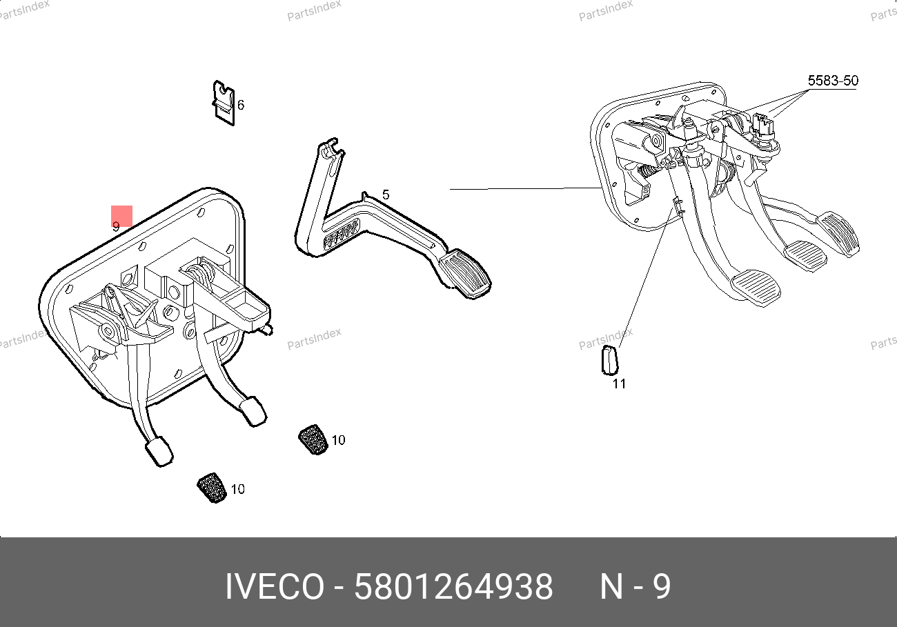 Блок педалей в сборе (тормоз+сцепление) — IVECO 5801264938 — 5801264938