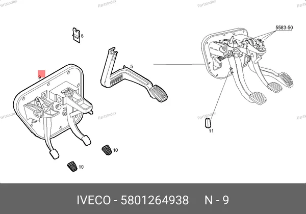 Блок педалей в сборе Iveco Daily (тормоз+сцепление) 5801264938 IVECO — 5801264938