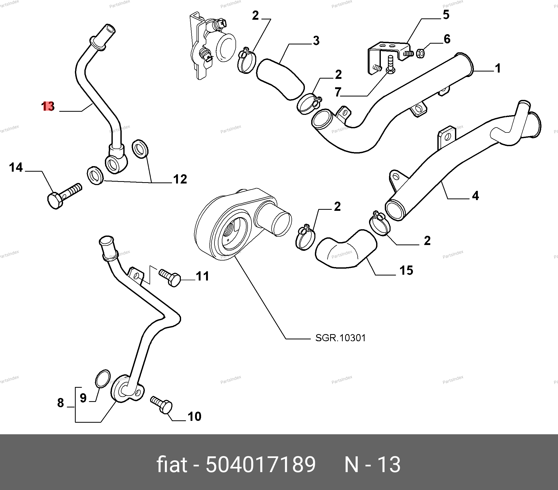 Трубка системы охлаждения — FIAT 504017189 — 504017189
