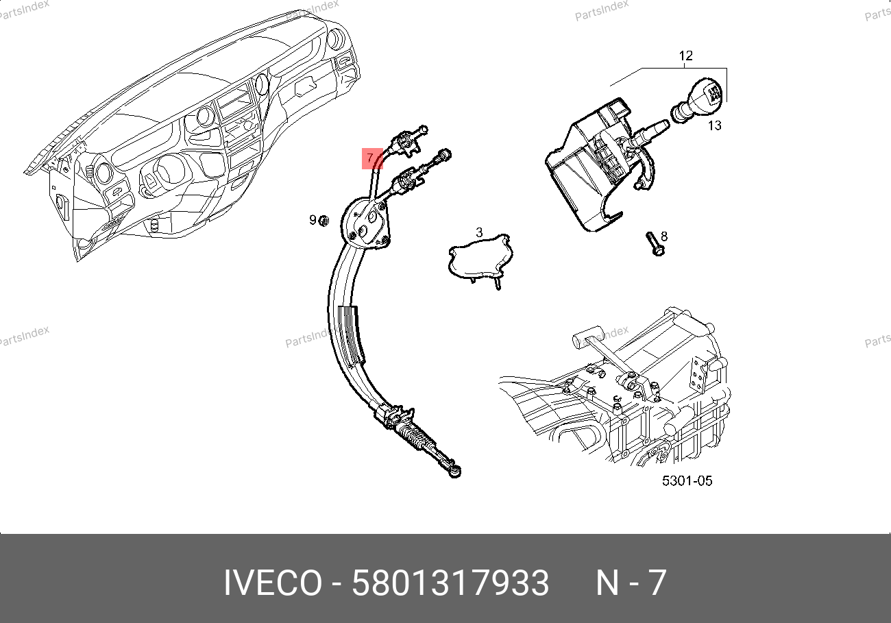 Трос КПП — IVECO 5801317933 — 5801317933