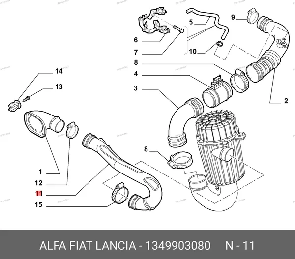 Патрубок корпуса воздушного фильтра (Евро-4; -5) 1349903080 FIAT — 1349903080