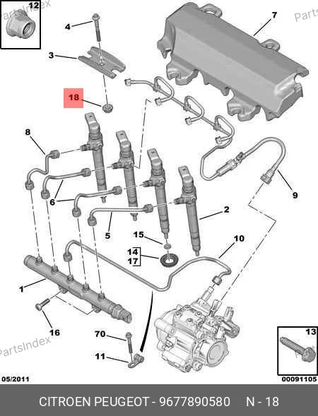 Прокладка болта крепления форсунки Ford Transit (Евро-5) 9677890580 PEUGEOT / CITROËN — 9677890580
