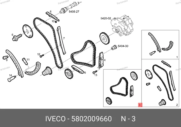 Нижний комплект цепи ГРМ + успокоитель IVECO 3.0 — 5802009660 — 5802009660
