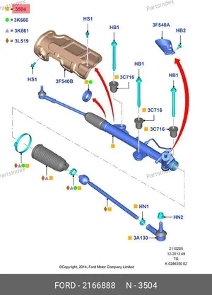 Рулевая рейка (с 2014 года) в сборе JMC Transit 2166888 FORD — 2166888