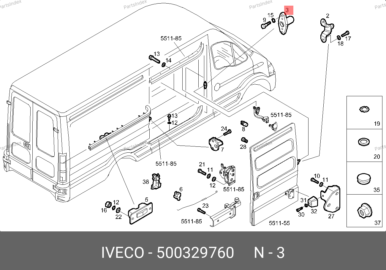 Фиксатор сдвижной двери нижний — IVECO 500329760 — 500329760