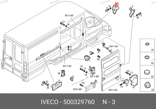 Фиксатор сдвижной двери Iveco Daily (нижний) 500329760 IVECO — 500329760